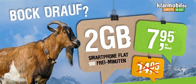 Telekom Netz ► 2GB Internet Flat mit 100 Freiminuten für 7,95€