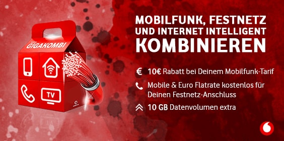 Vodafone RED GigaKombi Tarife (bis zu 37GB) mit Apple iPhone 11, Huawei P30, Google Pixel 4 ab 4,95€
