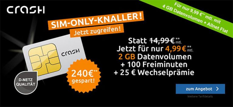 Crash Smartphone Flat 2000 für 4,99€ * Vodafone Netz *