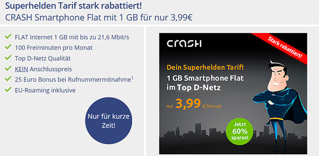 Klarmobil Smartphone Flat 1GB für 3,99€