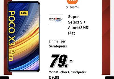 Saturn Super Select S 6 GB LTE ab 9,99€ / Monat mit Xiaomi Poco X3 Pro für 79€