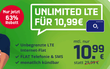 Mobilcom o2 Free Unlimited Basic (unbegrenztes Datenvolumen) für 10,99€ | monatlich kündbar