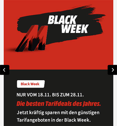 MediaMarkt Black Week Dealz 2021 | TOP-Dealz: 15 GB Vodafone Allnet Flat für 9,99€, 38 GB Vodafone Flat für 19,99€ uvm.
