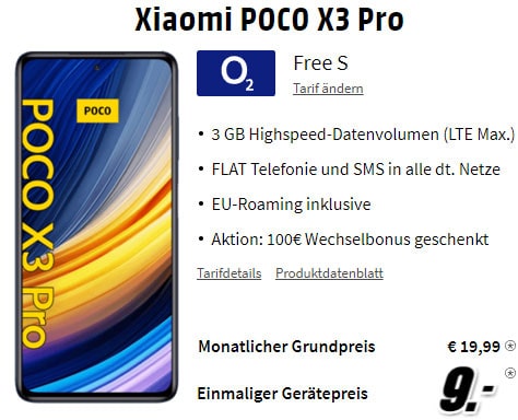 o2 Blue All-in S mit 6 GB für 14,99€ / Monat mit Xiaomi Poco X3 Pro, Samsung Galaxy A22 ab 4,95€ uvm.
