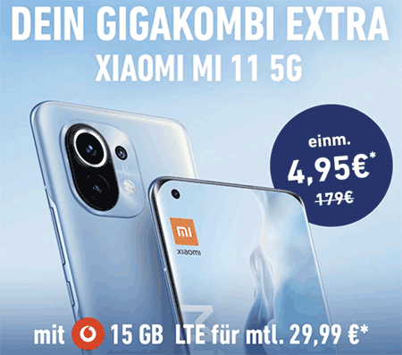 Vodafone Smart L 10 GB für 29,99€ mit Galaxy S20 FE für 1€, Xiaomi 11T 5G für 4,95€