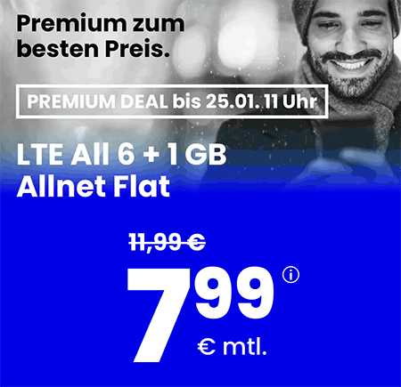 7 GB PremiumSIM LTE Flat für 7,99€ | 14 GB Flat für 12,99€