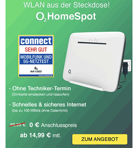o2 HomeSpot ab 14,99€ | günstiger DSL Ersatz über LTE