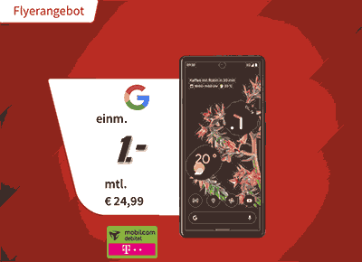 Google Pixel 6 für 1€ mit 10 GB Mobilcom Telekom Allnet Flat für 24,99€ | effektiv 3€ für den Vertrag