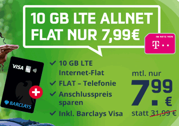 10 GB Mobilcom Telekom Allnet Flat ab 7,99€ pro Monat