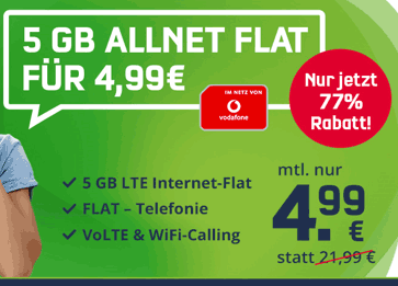 5 GB Vodafone LTE Allnet Flat für 4,99€