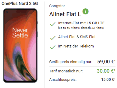 Congstar Allnet Flat L (15 GB LTE) ab 30€ mit Galaxy A53, Xiaomi 11T (Pro) uvm. ab 4,95€ | Telekom Netz