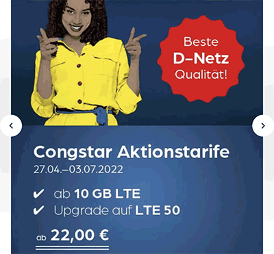Congstar Allnet Flat M (10 GB) ab 22€ mit Galaxy A52s 5G mit 30€ Amazon Gutschein, Motorola EDGE 20 mit 50€ Amazon Gutschein ab 4,95€ | Telekom LTE Netz