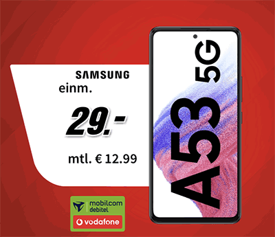 Samsung Galaxy A53 5G für 29€ mit 5 GB Vodafone Allnet Flat für 12,99€ | effektiv 1€ für den Vertrag