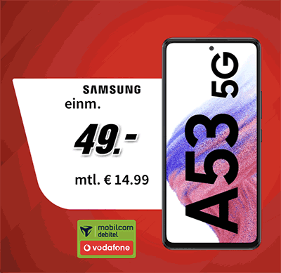 Samsung Galaxy A53 5G für 49€ mit 15 GB Vodafone Allnet Flat für 14,99€ | effektiv 2,24€ für den Vertrag
