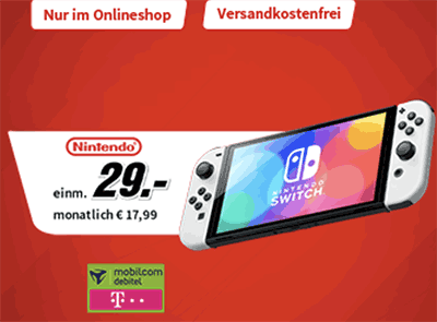 Nintendo Switch OLED für 29€ mit 10 GB Mobilcom Telekom Flat für für 17,99€ | effektiv 6€ für den Vertrag