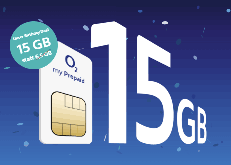 O2 my Prepaid M mit 15 GB Datenvolumen für 14,99€ | ohne Laufzeit, ohne Anschlussgebühr