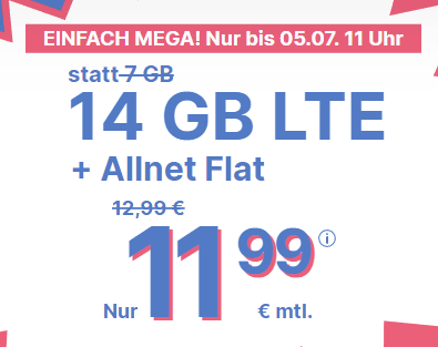 Simplytel 14 GB Flat für 11,99€ | monatlich kündbar
