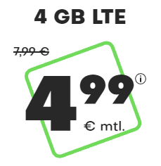 4 GB Flat für 4,99€ | 10 GB + 60 Freiminuten für 6,66€ | 12 GB Flat für 9,99€ | Handyvertrag.de