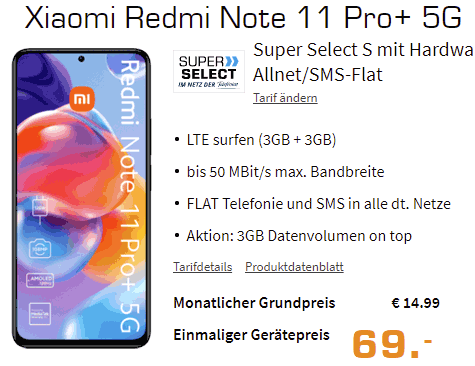 Saturn Super Select S 6 GB LTE ab 9,99€ / Monat | Honor X7 für 49€ | Galaxy A53 für 19€ | Xiaomi Redmi Note 11 Pro Plus 5G für 69€