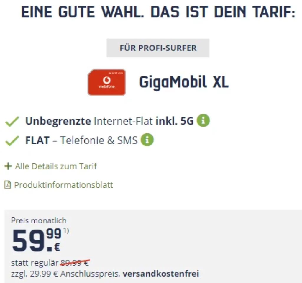 ðŸš€ GigaMobil XL 5G: Surfe unbegrenzt fÃ¼r nur 59,99â‚¬