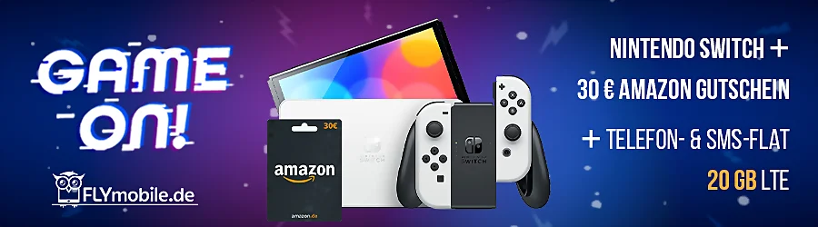 Nintendo Switch OLED Angebot fÃ¼r 4,99â‚¬ mit 20 GB und 30 Euro Amazon Gutschein