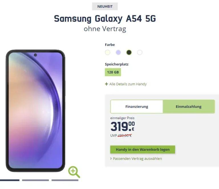 Galaxy A54 5G zum TOP-Preis von nur 319€! 🚀