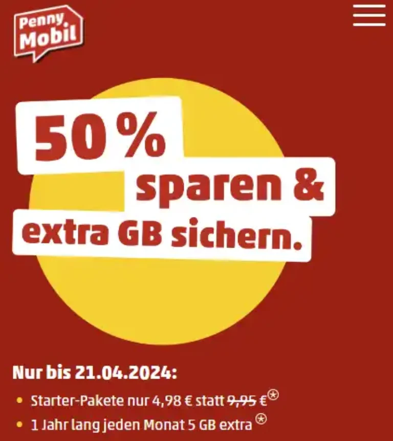 60 GB Bonus-Datenvolumen bei Penny Mobil - Jetzt zugreifen!