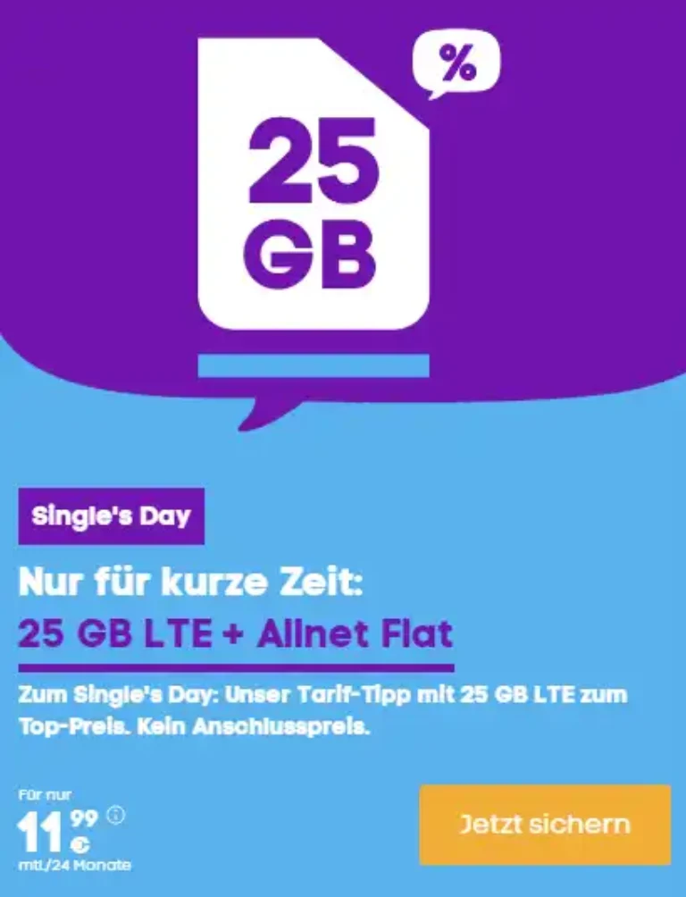 25 GB Blau Allnet Flat XL für 11,99€ (ohne Laufzeit)