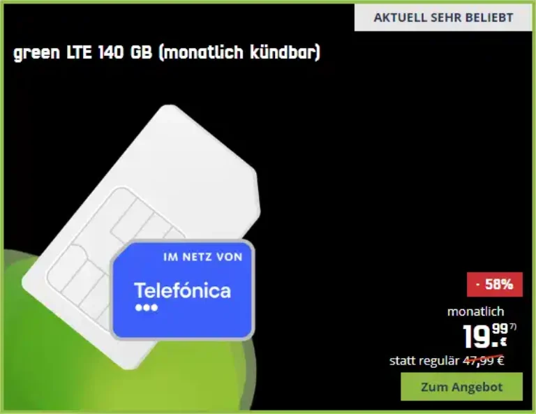 BLACK WEEK: 140 GB freenet Telefonica Allnet Flat für 19,99€ 🔥 monatlich kündbar 🔥