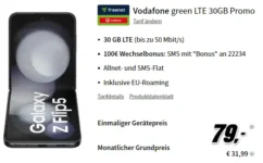 Galaxy Z Flip5 für 79€ mit 30 GB Vodafone eff. 4,91€ | mit MNP 0,74€