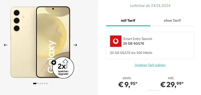 Galaxy S24 mit 35 GB Vodafone Smart Tarif 🔥 eff. gratis mit 129 € Ersparnis