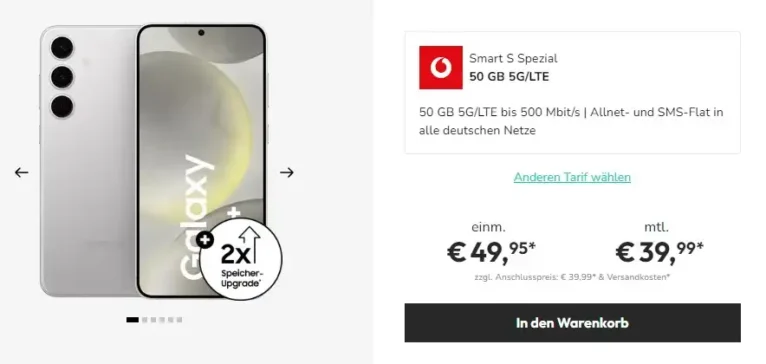 Galaxy S24 Plus mit 50 GB Vodafone Smart Tarif 🔥 eff. gratis mit 99 € Ersparnis