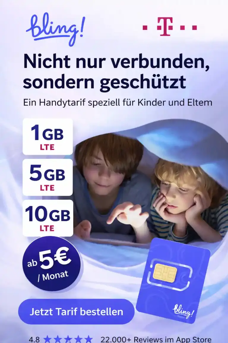Bling Mobile 2026: Kindertarif im Telekom-Netz ab 10€