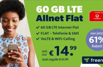 Neuer Bestpreis! 60 GB Vodafone Allnet Flat für 14,99€