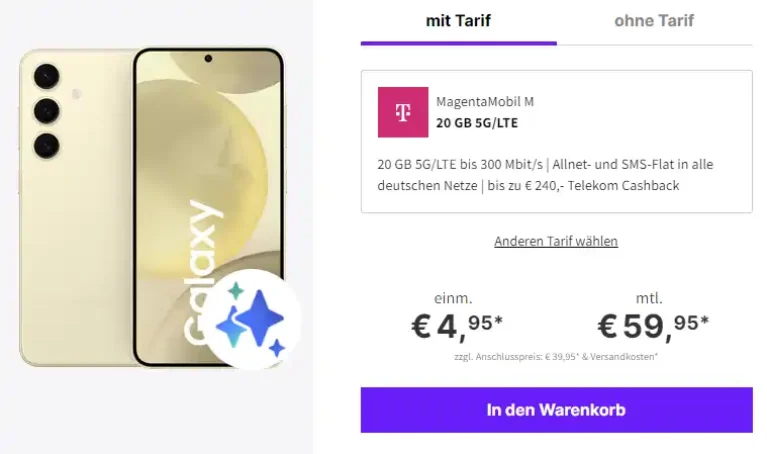 Telekom Magenta Mobil M mit iPhone 14 ab 39 €, Galaxy S24 ab 4,95 € uvm. + 240 € Cashback
