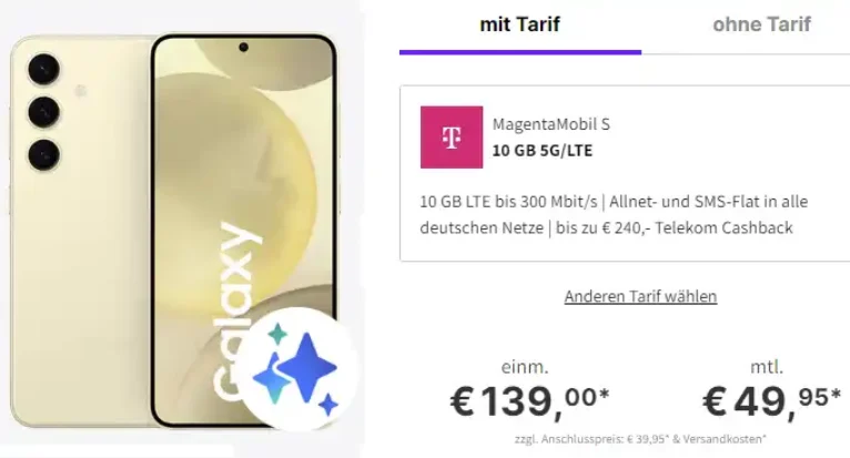 Telekom Magenta Mobil S mit Galaxy S23 FE ab 5 €, Pixel 7a für 4,95 €, Xiaomi 13T für 4,95 €