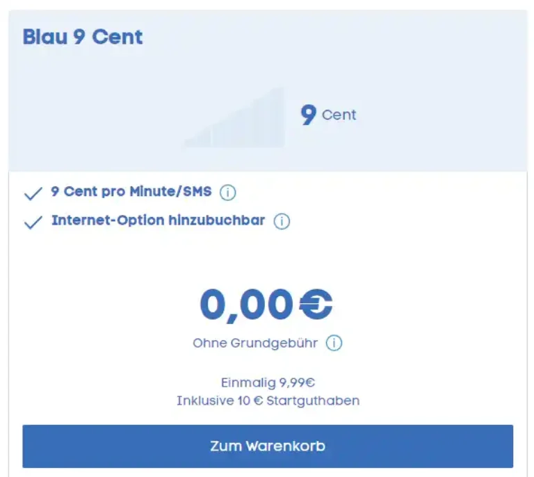 Blau 9 Cent Tarif: Telefonieren und Simsen zum Minimaltarif
