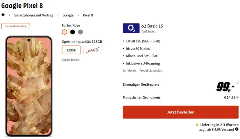 Google Pixel 8 mit o2 Basic