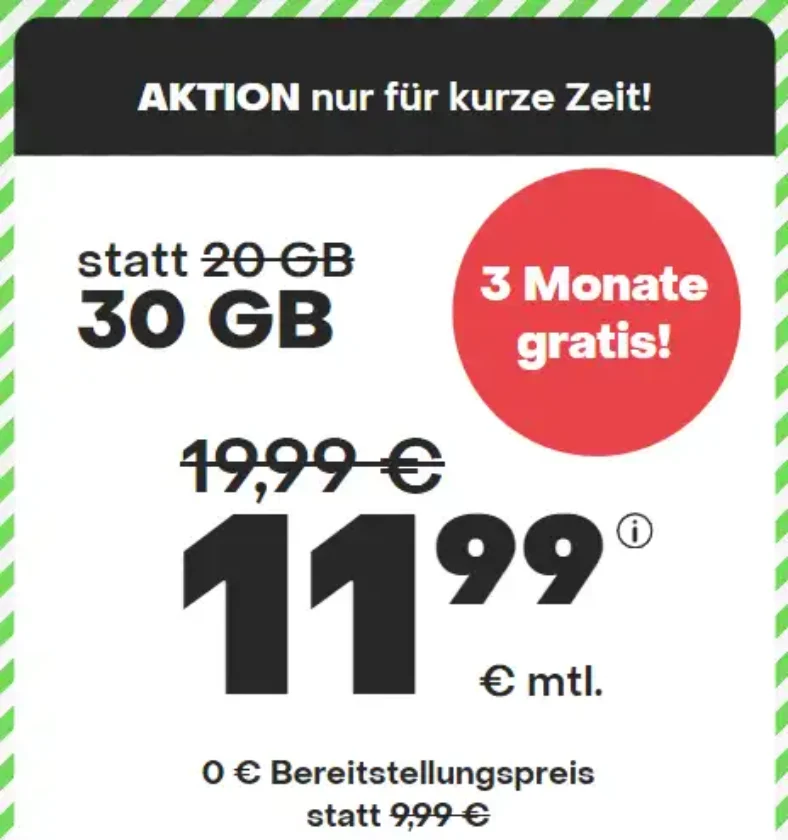 7 GB Flat für 5,99 € | 17 GB Flat für 7,99 € | 30 GB Flat für 11,99 € | 70 GB Flat für 24,99 € - handyvertrag.de TOP PREIS