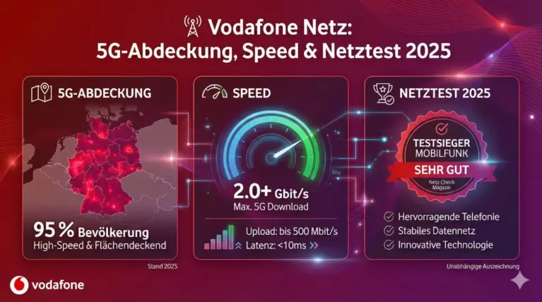 📶 Vodafone Netz: 5G-Abdeckung, Speed & Netztest 2025