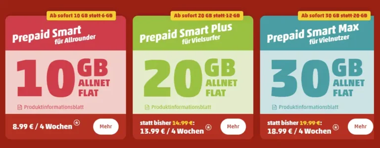 Mehr 5G Daten bei Penny, ja! & Norma: Bis zu 30 GB