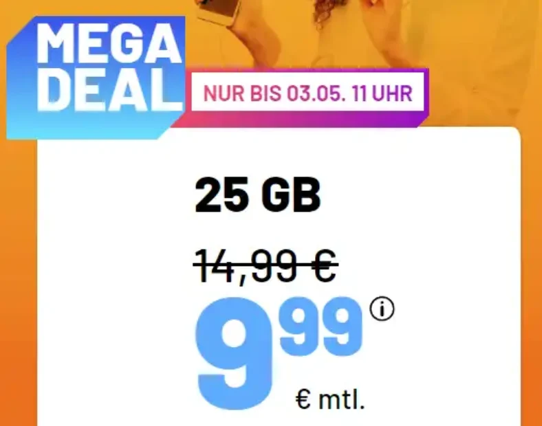 sim.de Angebote: 5 GB für 4,99€, 10 GB für 6,99€, 25 GB für 9,99€, 50 GB für 19,99€ 🚀