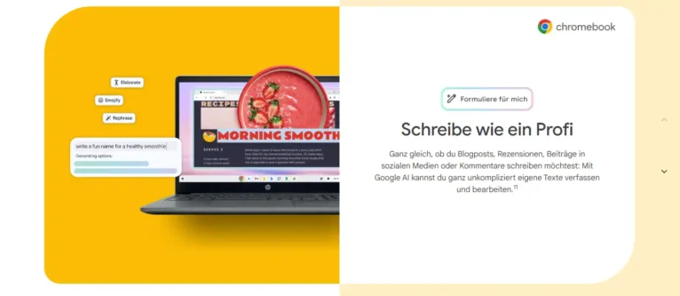 Google bringt KI „Help me Write“ auf Chromebooks