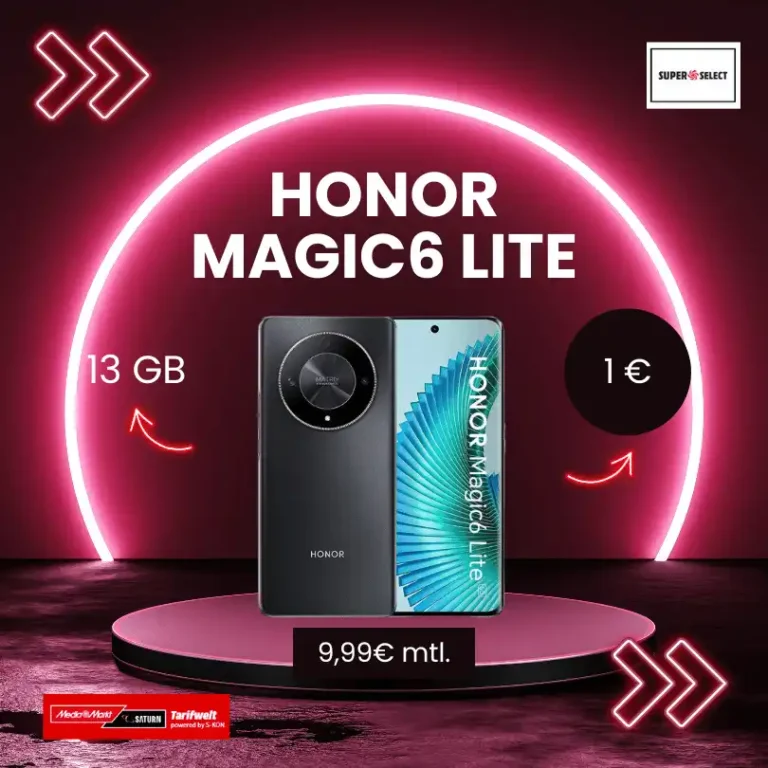 Honor Magic6 Lite für 1€ mit 10GB o2 für eff. -1,18€/Monat