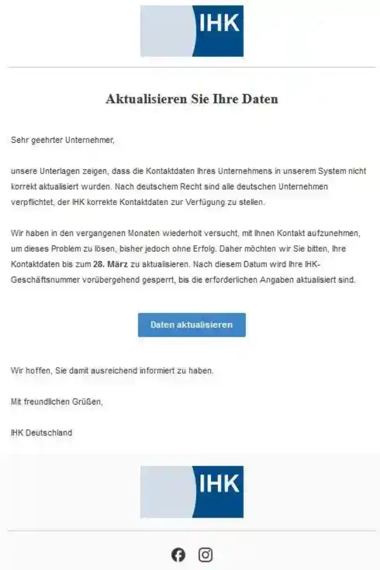 IHK-Datenaktualisierung: Achtung, Phishing!