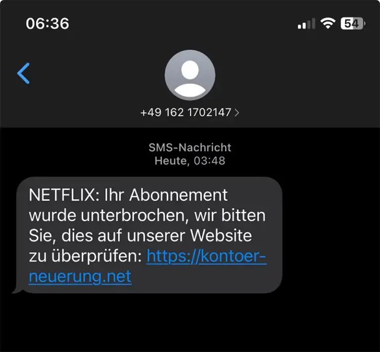 Schutz vor Netflix Phishing-SMS 015216813441