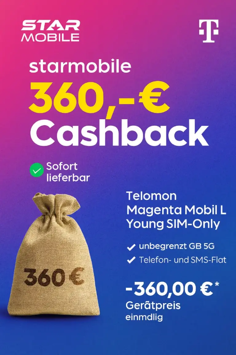 Magenta Mobil L Young ᐅ 360€ Cashback - Unlimited 5G 16,61€