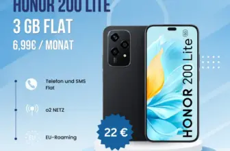 Honor 200 Lite für 22€ + 3 GB o2 für 6,99€ Tarif eff. -2,30€