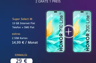 2 x Honor 200 Lite für 29€ mit 13 GB o2 Super Select M eff. -6,74€