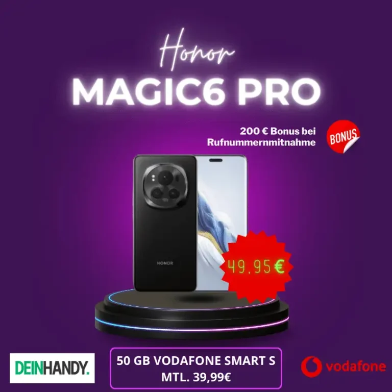 Honor Magic 6 Pro: 49,95€ & 50GB Vodafone 5G - Eff. -6,22€